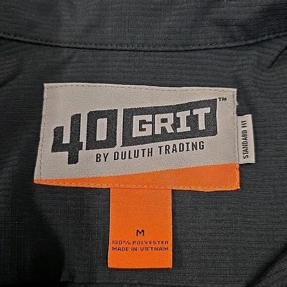 Duluth Trading 40 Grit Short Sleeve Button Down Shirt Size Medium Black Workwear - Picture 3 of 6